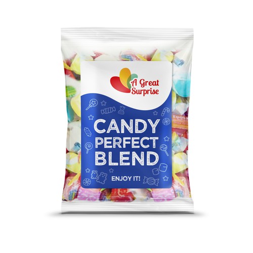 Design a modern, clean, chic, and professional candy label. Design by Plush Design