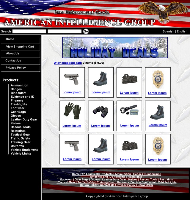 Template design for Law Enforcement Goods website (175.00) Web page