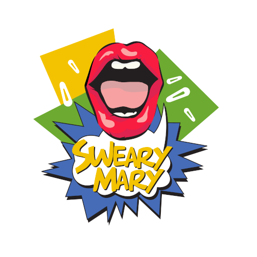 Sweary Mary - a brand that designs hair accessories with swear words. Design by luigy915