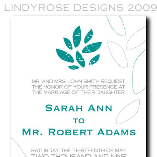 Letterpress Wedding Invitations Design by Lindyrose Designs