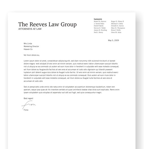 Law Firm Letterhead Design Design by studio34brand