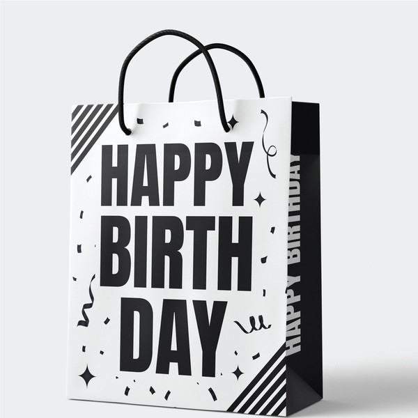 Modern Typographic Birthday Gift Bag Design – Bold & Minimalist