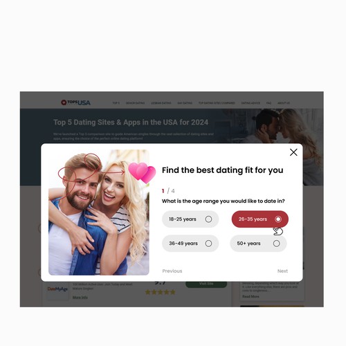 Engaging quiz feature design for product comparison website Design by DezainHub