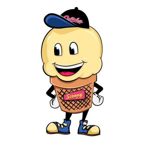 Design a family friendly Ice Cream Cone Mascot for Caliche's Frozen