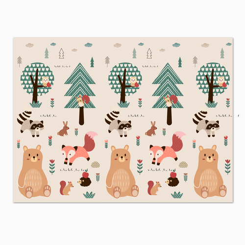 Illustration of kids playmat with animals Design by ies