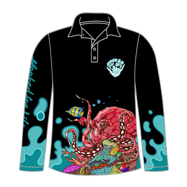 Design for a wraparound ocean themed shirt