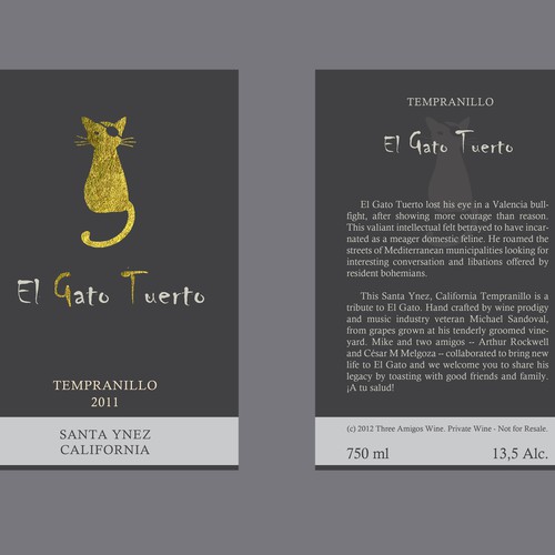 Wine Label - El Gato Tuerto Design by virunga