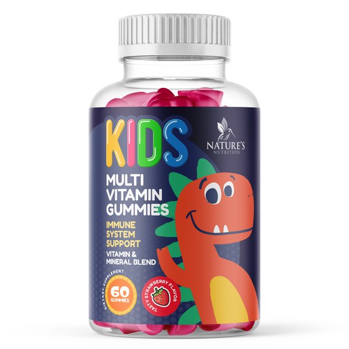 Tasty Kids Multivitamin Gummies Product Label for Nature's Nutrition Design by gs-designs