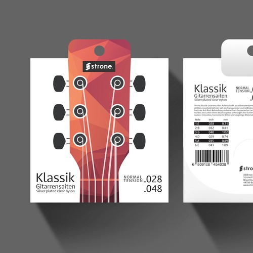 Packaging design for modern and premium guitar string product