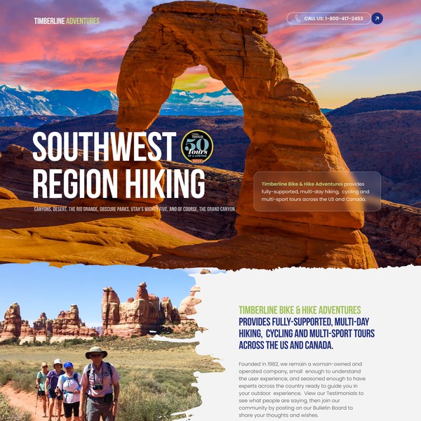 National Park Hiking Tour Landing Page