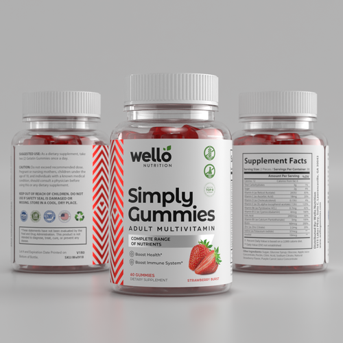 Multi vitamin gummies label design Design by Tamara.D