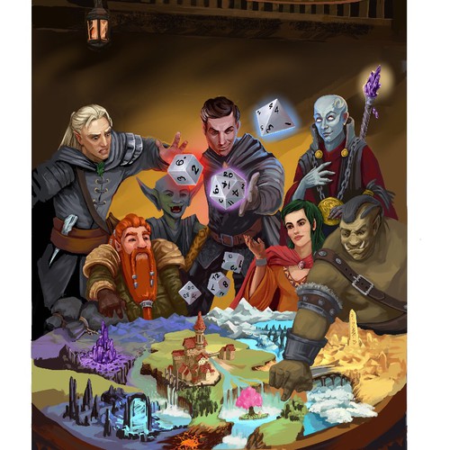 "I need an Illustration for a  book cover for a Non Fiction/Fantasy book about becoming a better DM" winning Illustration or graphics by Lizi 88