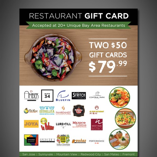 Design flyer for the restaurant gift card - content psd attached, Postcard, flyer or print contest