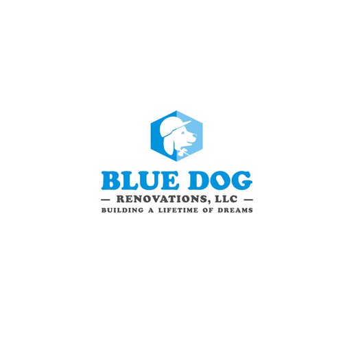 Design a company logo to reflect company name. A Blue Dog (Bulldog) With a hardhat, toolbelt w/cigar Design by BAY ICE 88