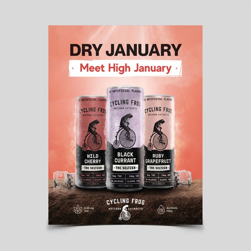 Create a 'Dry January meets High January' poster.  Have Fun, Be Creative, Open to all suggestions. Design by laxman2creative