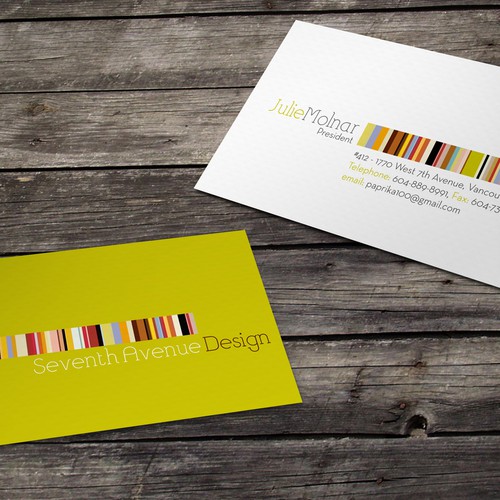 Design di Quick & Easy Business Card For Seventh Avenue Design di Rakajalu99