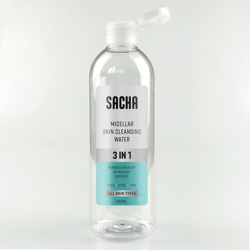 Sacha Micellar Water bottle 500ml Design by ZAKIGRAPH ®