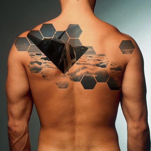 Tattoo with Stealth Bomber Design by 5291