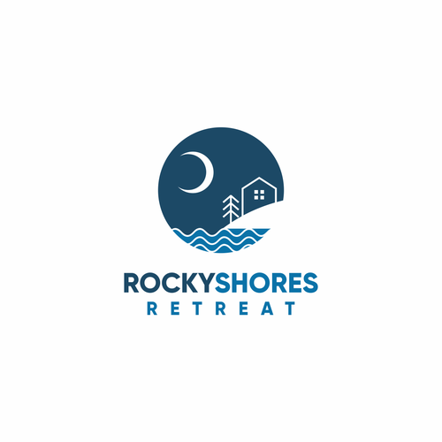 Rocky Shores Retreat Vacation Cottage Logo Design by jodsgn