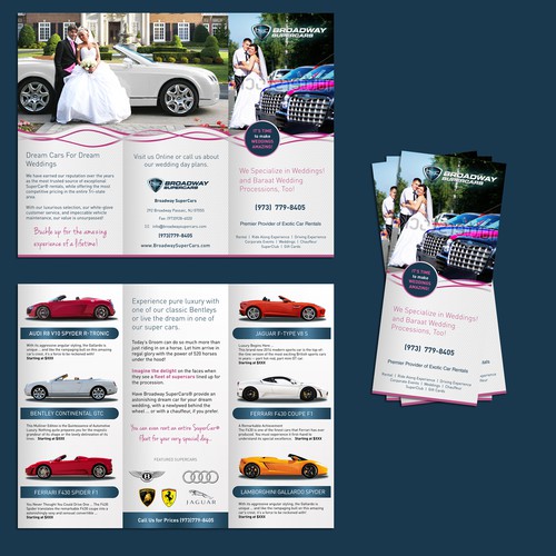 Cutting Edge Leaflet to promote Exotic Cars for Weddings Design von Need it Designed