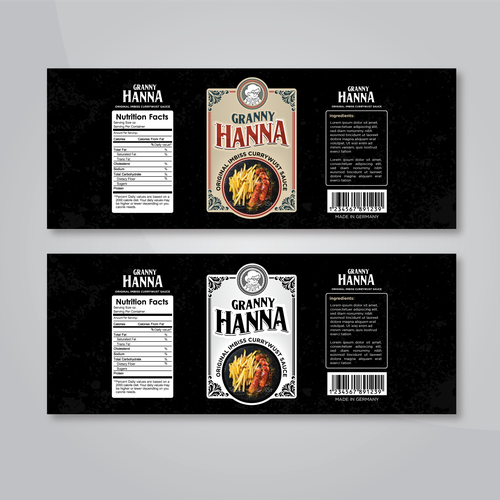 Finest hot curry sauce for german / berlin currywurst: Granny Hanna brings Yummi! Design réalisé par M.Siddique