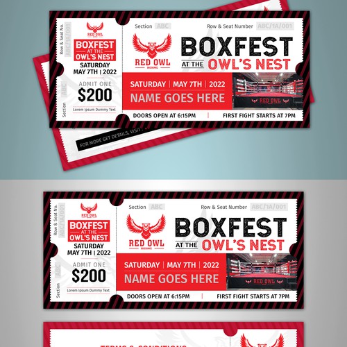 Live Boxing Event Ticket Design Design by 123Graphics