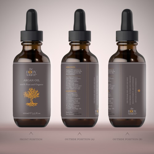 CLEAN and MINIMAL Label for a LUXURIOUS Cosmetics Bottle. Design by Sasha Cherni