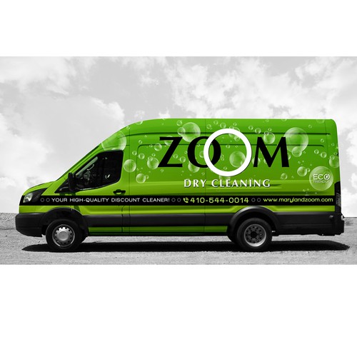 Zoom Dry Cleaning van wrap for eco-friendly one-price cleaner Design by ArunManuel