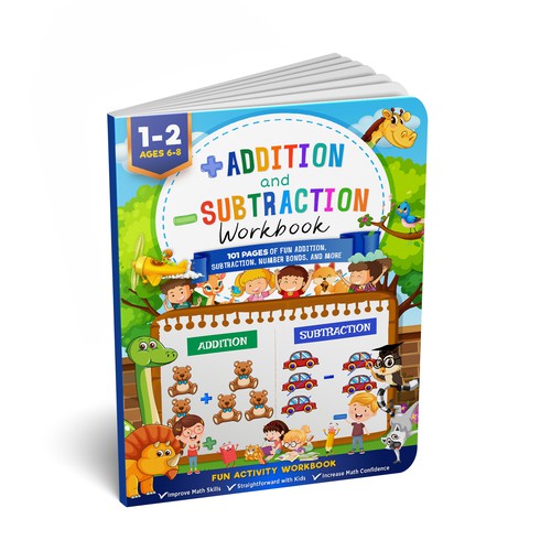 Fun design for kids math workbook Design by saffran.designs
