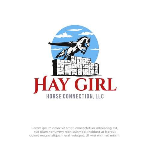 High flying horse showing athleticism - Go GET THEM ATTITUDE to sell Hay on website Design by B"n"W