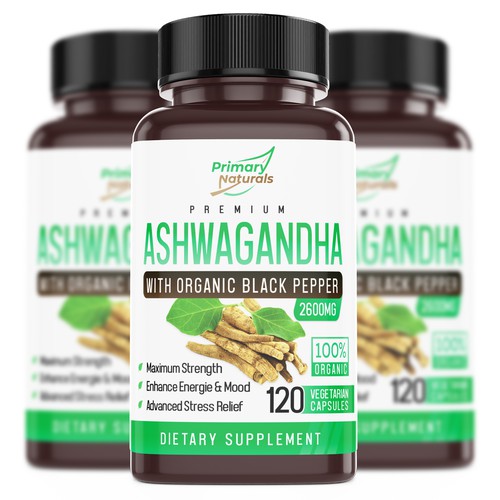 Primary Naturals Needs a Supplement Label Designed - Ashwagandha Design réalisé par Walid Designs Studio