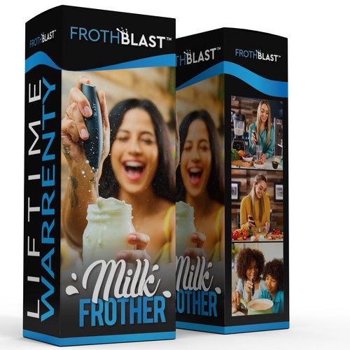 "Design a BOX design for MILK FROTHER  product" Réalisé par interaksi