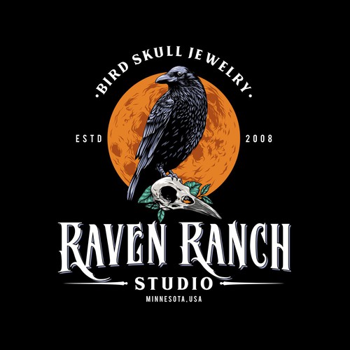 Raven skull logo for hire! Design by LRNNKL