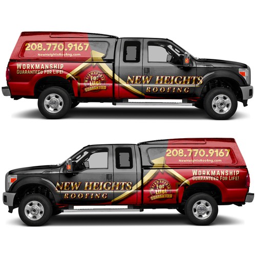 Create Bold And Professional Truck Wrap For High-End Roofing Company Design by ssrihayak