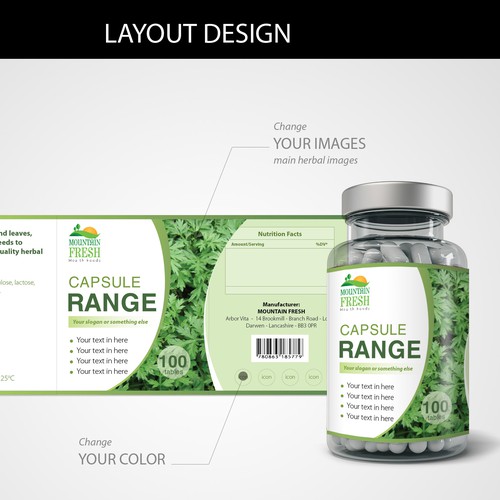 Capsule Bottle Label Design Design by migoibonmat