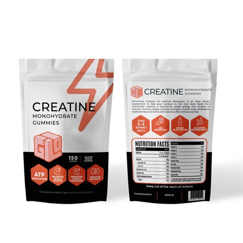 Bag Design for Creatine Monohydrate Gummy brand Design by IRF°ADC