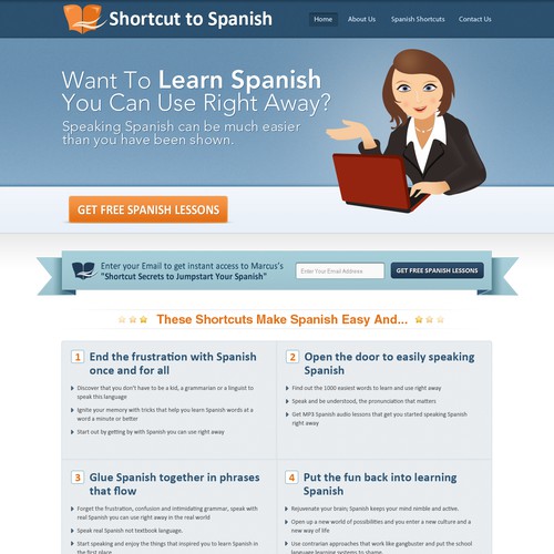 Create the next website design for Shortcut to Spanish Design by Gendesign