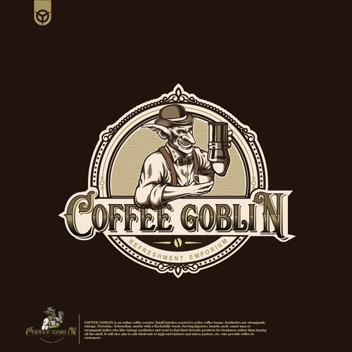 Coffee Goblin! Design a vintage coffee logo with steampunk style for coffee bag label/website/merch Design by immortal93