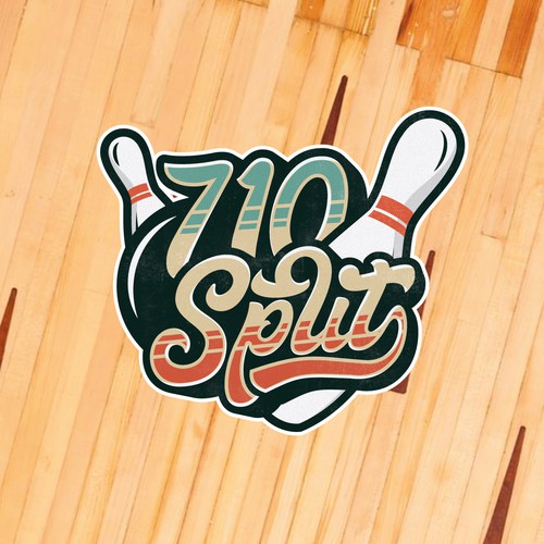 Retro bowling alley logo Design by Kinetec