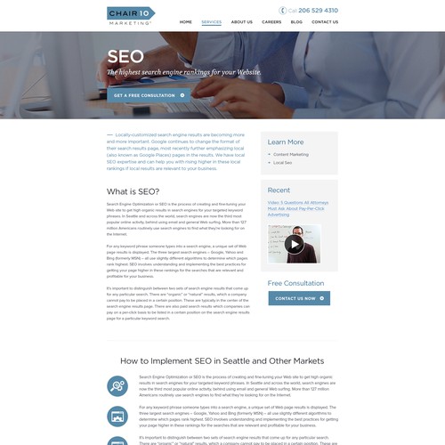 Create a memorable and modern website for Chair 10 Marketing  page