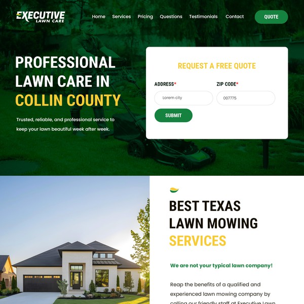 Design by Design Creations99 titled "#1 Lawn Care Website in Collin County"