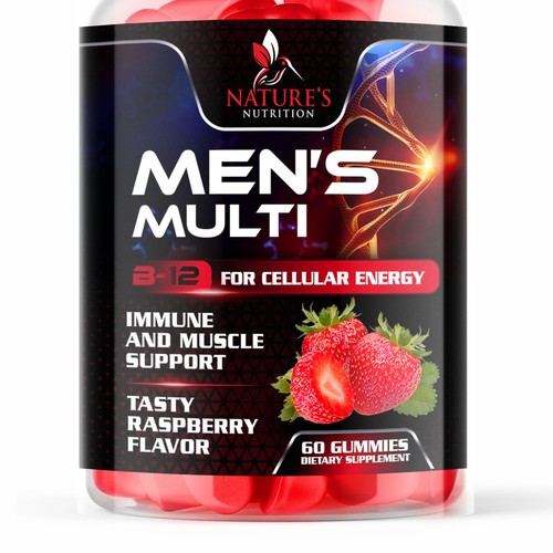 Designs | Men's Multivitamin Gummies label design needed for Nature's ...