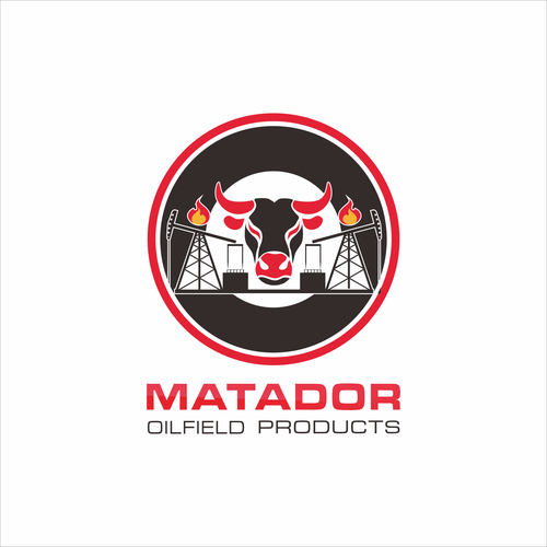 solid logo incorporating a bull around an oil rig | Logo design contest