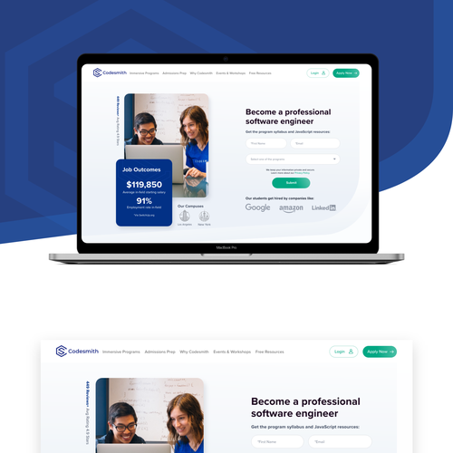 "New website homepage design to attract software engineering students" Design by CVKE