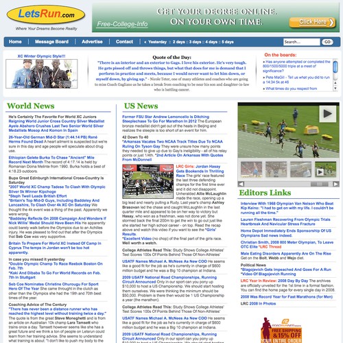 LetsRun.com Homepage Re-Design/Cleanup Diseño de eberswine