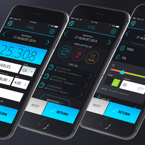 Design the first 3 screens of a new motorcycle note taking app! Réalisé par Eugene Dobrik