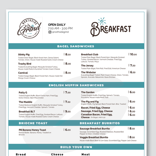 Menu for Coffee, Sandwich, and Smoothie shop in St. Thomas VI Design by ✒️ Maii.sh