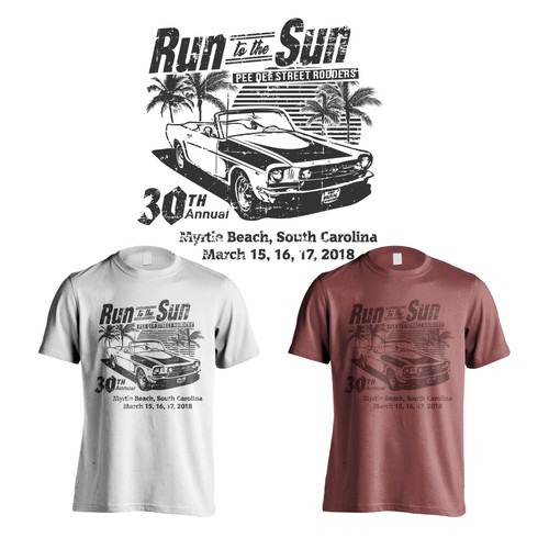 Diseño de Run to the Sun 2018 classic car show t-shirt design de mozaikworld