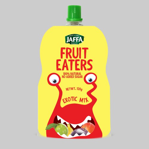 Design a monster package of kids fruit pouches