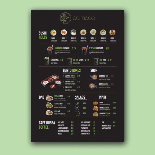 bamboo sushi shop menu board Menu contest